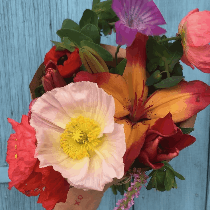 Poppy and lily bouquet