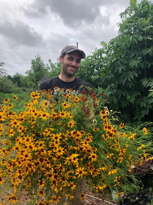 Chris with coreopsis