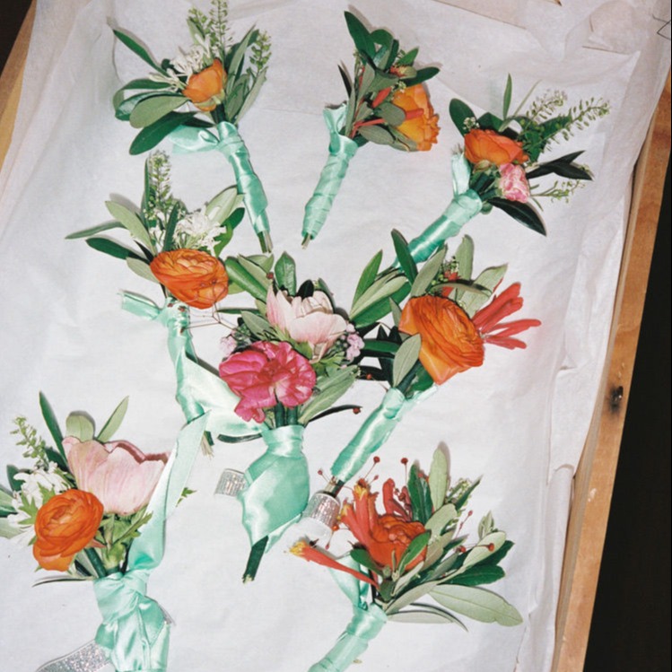 Tray of boutonnieres